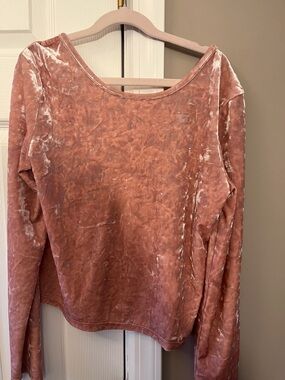 GAP Girls Crushed Velvet Long Sleeve Top - Rose